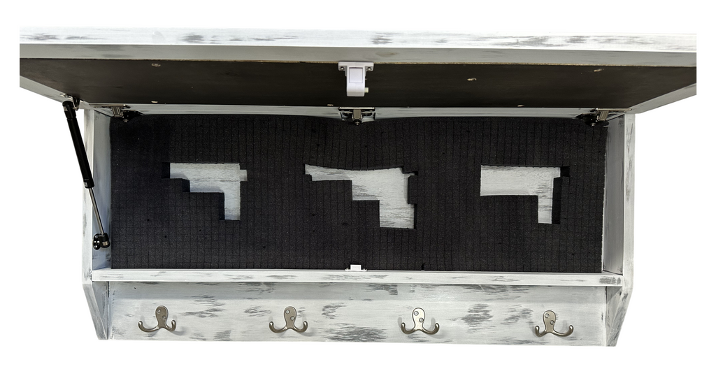 Winter Family Tree Gun Concealment Decor - Handcrafted Wooden Gun Cabinets - Gun Shelf Hidden Storage for Rifles, Shotguns, & Handguns - Quick Access Hidden Wall Safe