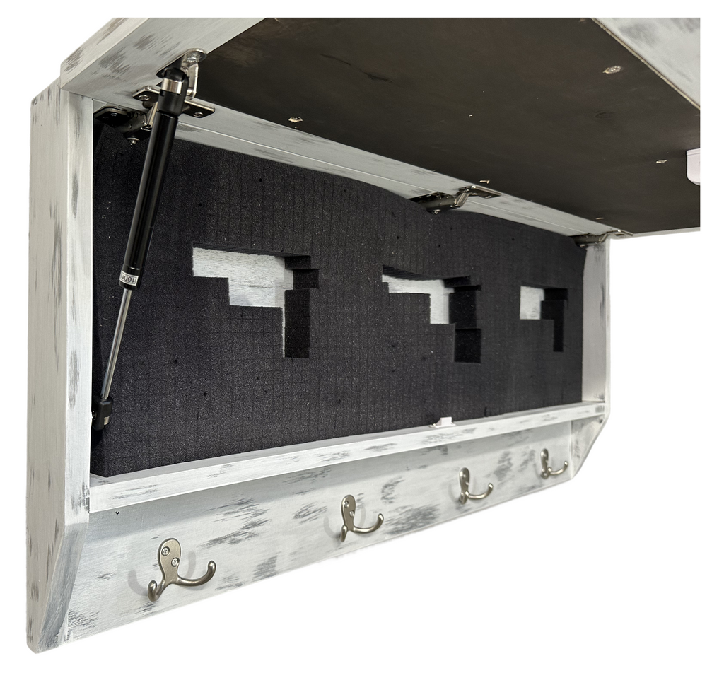 Winter Family Tree Gun Concealment Decor - Handcrafted Wooden Gun Cabinets - Gun Shelf Hidden Storage for Rifles, Shotguns, & Handguns - Quick Access Hidden Wall Safe