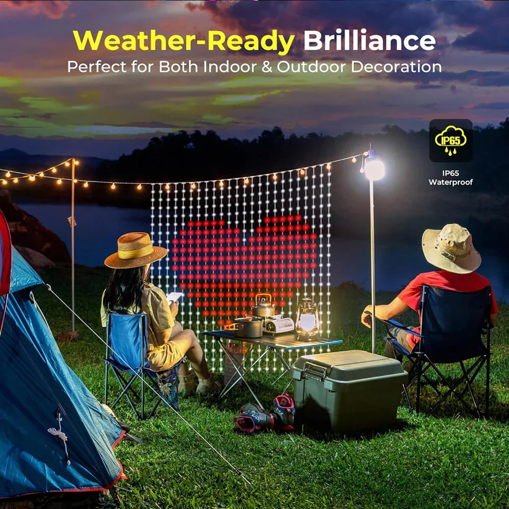 APP Controlled 16 Million Colors RGB LED Curtain Lights Holiday Party Decoration