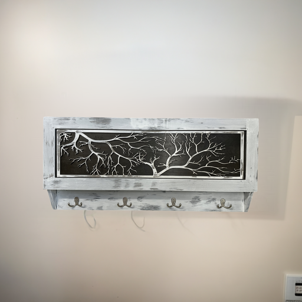 Winter Family Tree Gun Concealment Decor - Handcrafted Wooden Gun Cabinets - Gun Shelf Hidden Storage for Rifles, Shotguns, & Handguns - Quick Access Hidden Wall Safe